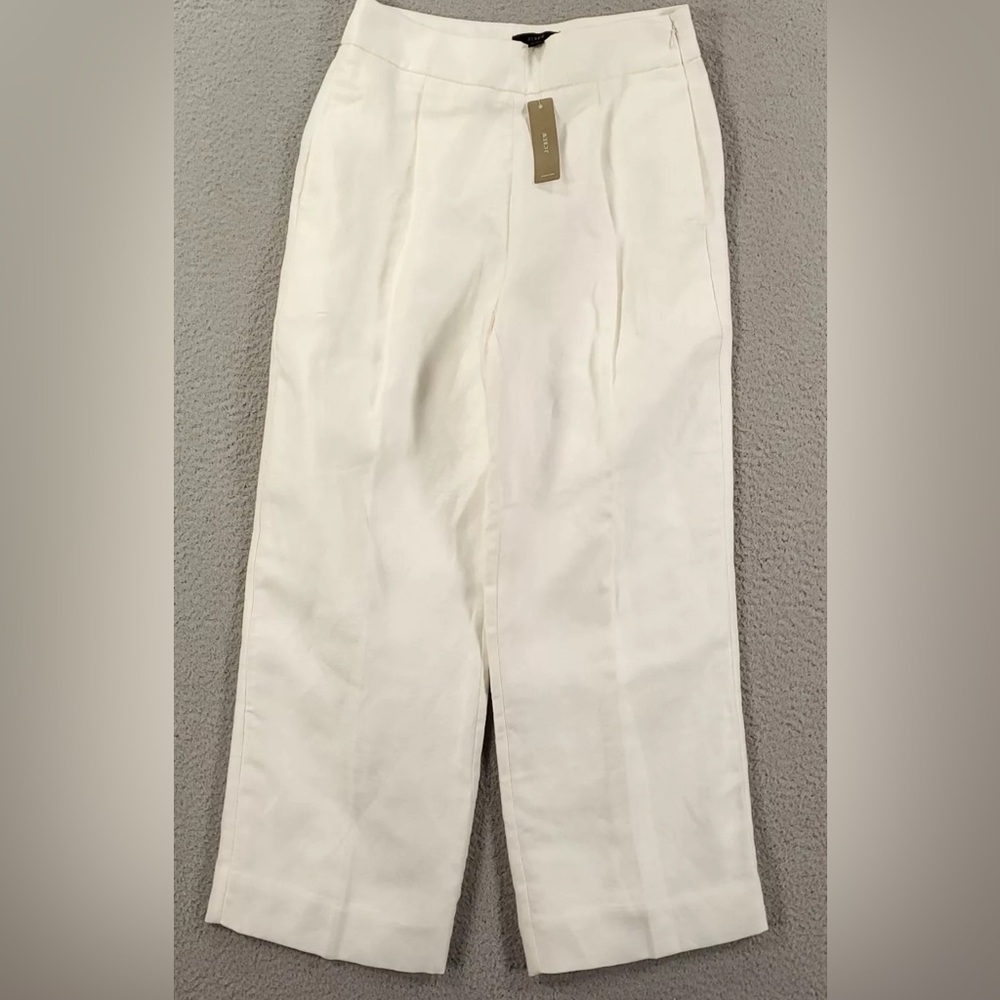 J Crew Wide Leg Cropped Linen Pants